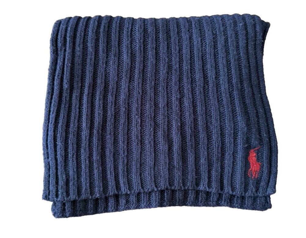 Polo Ralph Lauren Scarf Navy Blue Red Pony Unisex Preppy